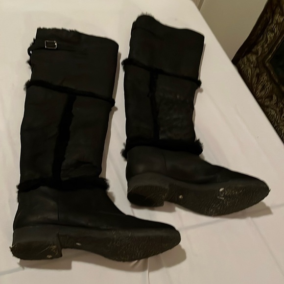 Diane Von Furstenberg size 10 black leather shearling lined over the knee boots - Picture 1 of 16
